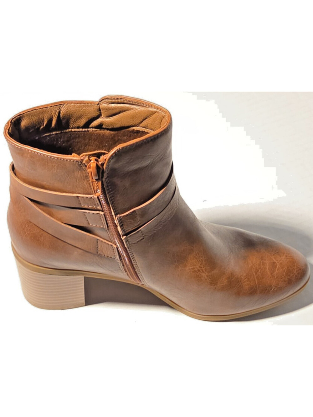 Frye and Co Indiana Ankle Boots Womens 9M Brown Side Zip Low Heel Booties - Picture 6 of 15
